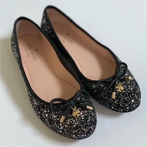 Kate Spade Willa Black glitter Ballet Flats Shoes size 7
